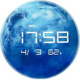 Nbdeal 13" Digital Wall Clock with LED Display, Calendar &amp; Temperature, Automatic Dimming, 12/24hr Format, Wall &amp; Desk Use - HUI-7862