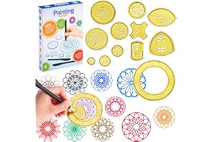 Chivao Spiral Art Gear Geometric Ruler Circle Template for Drawing Plastic Template Ruler Drawing Kit Spiral Curve Stencils with Pens Paper for DIY Art Crafts Sketch(Modern)