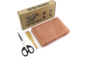 5 Inch × 49.2 ft Copper Mesh Rodent Control Kit, 100% Pure Copper Roll with Scissors & Trowel, Professional Pest Barrier for 
