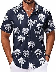 COOFANDY Short Sleeve Button Down Men Funny