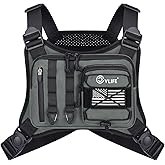 CVLIFE Outdoor Chest Bag for Men, Tactical Chest Pack, Adjustable Running Vest Bag, Lightweight Anti-theft EDC Rig for Hiking
