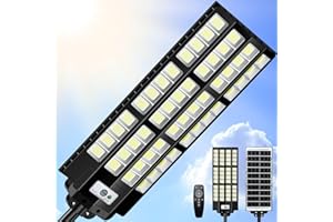 pqins 12000W Solar Street Lights Outdoor Waterproor, Large Solar Praking Lot Light Dusk to Dawn with Radar Motion Sensor and Remote Control, Pole or Wall mounted, for Outside Yard Driveway Barn Garage