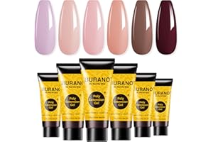 BURANO Poly Extension Gel Nail Kit, 6 Colors Nail Poly Nails Builder Gel Set for Beginner & Professional Using, Poly Nail Gel Kits DIY Starter Kit Nail Art Gift (01 Nude brown)