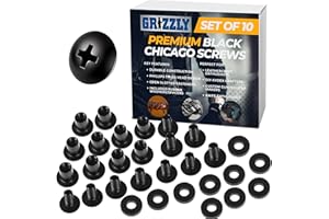 Black Chicago Screws, 1/4 Inch, 10 Pack- For Leather/Kydex Gun Holsters/Clips and Knife Sheaths, Phillips Truss Heads and Ope