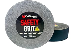 CATTONGUE GRIPS CatTongue Safety Grit Abrasive Grip Tape 2” - 60 Grit Anti-Slip Tape - Waterproof, Safety Traction for Stairs, Ramps & Walkways - Indoor/Outdoor Use - Independently Certified (Black, 60ft)