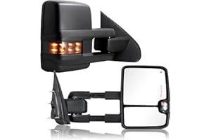 SANOOER Towing Mirror for Silverado Sierra -Compatible with 2014-2018 Chevy Silverado GMC Sierra With Power Operated Heated Glass Turn Signal Light&Running Light Driver&Passenger Sides