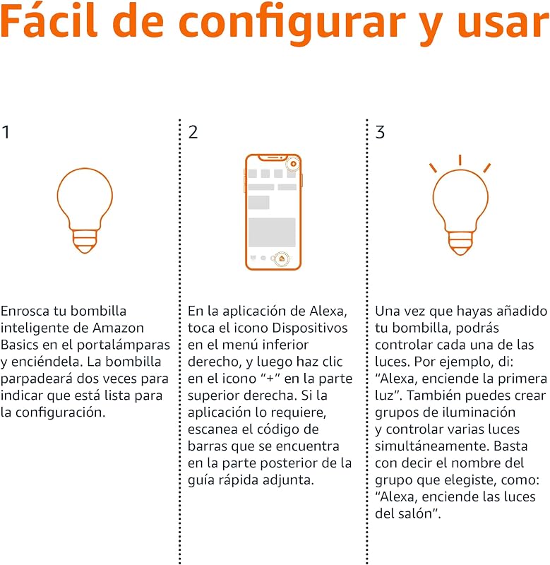 Lâmpada LED inteligente regulável, soquete E27, branco suave, 8W (equivalente a 60W), funciona apenas com Alexa, pack de 2