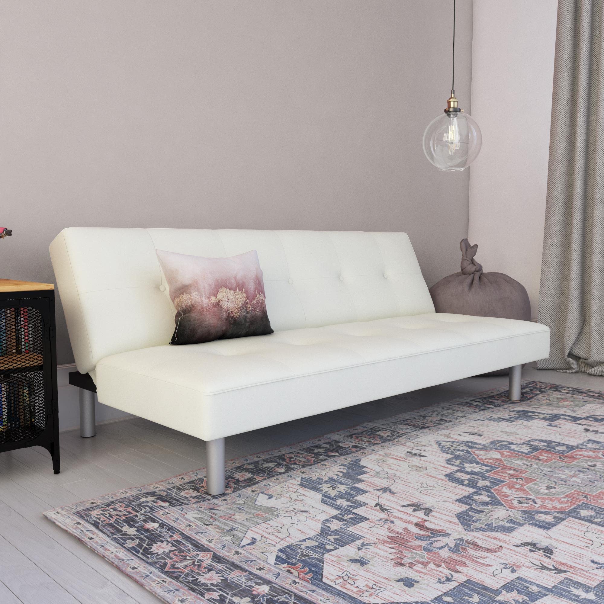 Photo 1 of *****PARTS ONLY******DHP Nola 69 Inch Futon Sofa Bed, Modern Armless Upholstered Couch Sleeper with Tufted Back and Seat for Small Spaces, Faux Leather, White