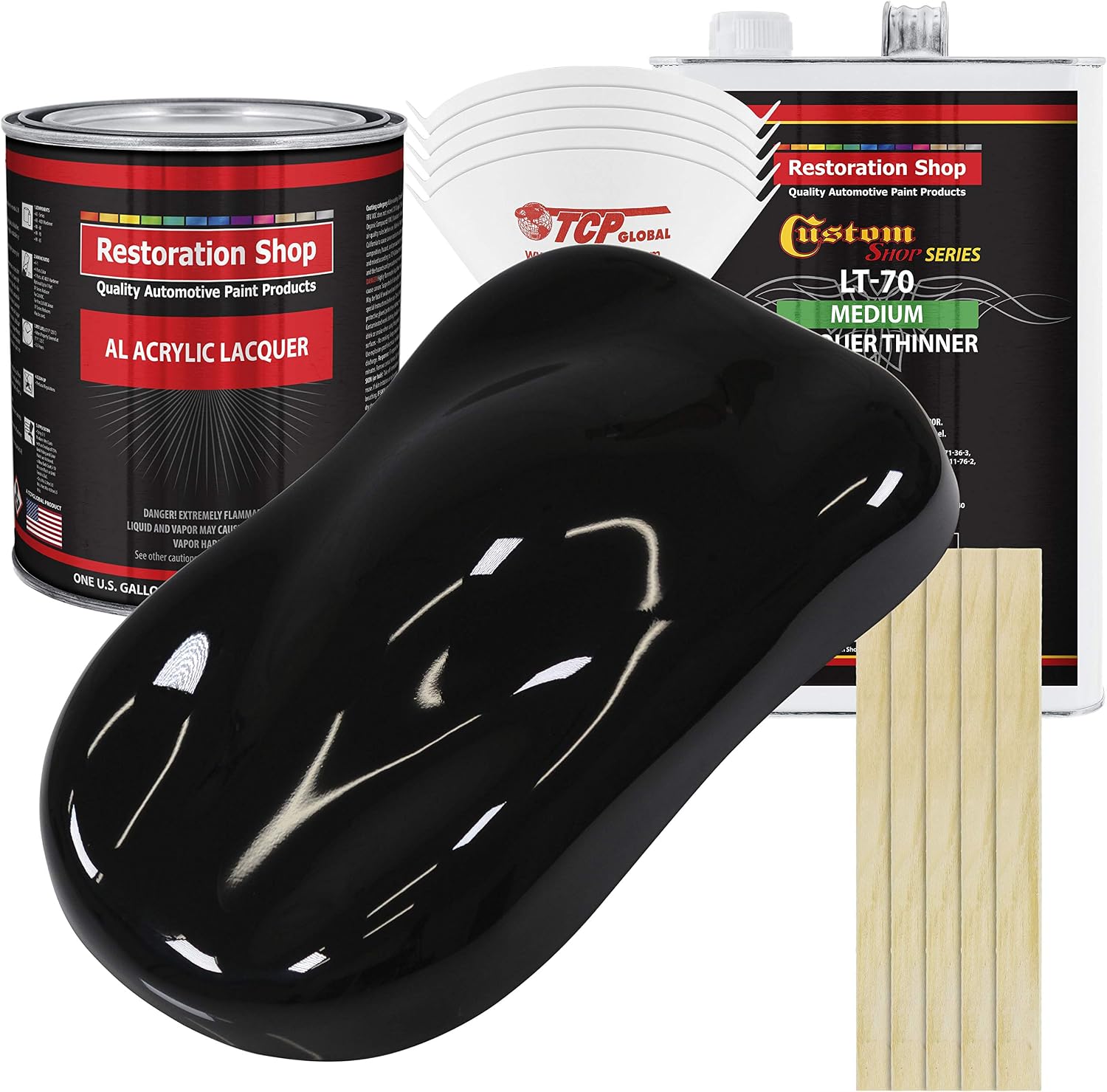 Amazon Com Restoration Shop Jet Black Gloss Acrylic Lacquer Auto Paint Complete Gallon Paint Kit With Medium Thinner Professional Gloss Automotive Car Truck Guitar Furniture Refinish Coating Automotive