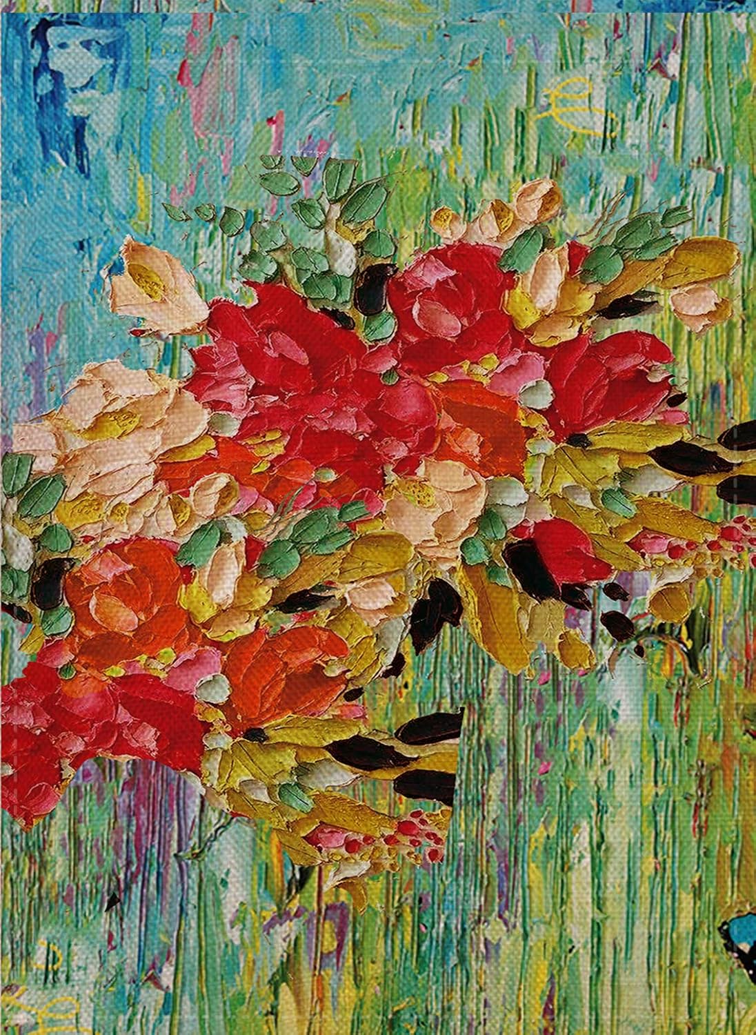 May garden flag with a watering can and flowers