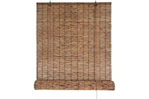 Extra Wide Outdoor Shade Brown Bamboo Blinds Roll Up Shades Waterproof Privacy Screen for Patio Porch Balcony Pergola Terrace