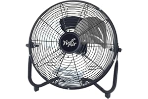 Vie Air 12 Inch Industrial Powerful and Quiet Heavy Duty Metal Floor Fan, Black