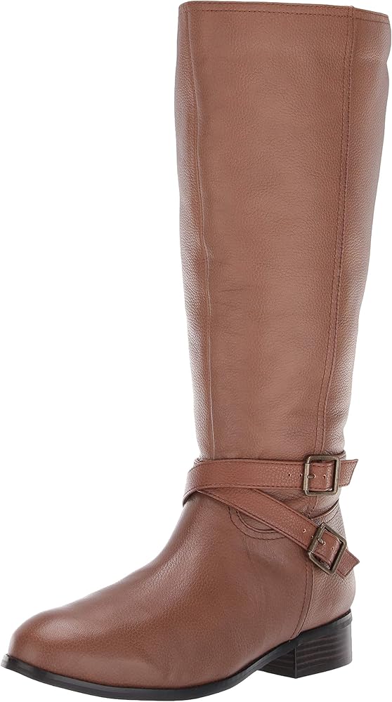 wide calf boots cognac