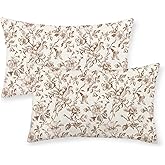JEFERSO Brown Floral Pillow Covers 12x20 Set of 2 Brown and Cream Chinoiserie Floral Decorative Throw Pillows Vintage Rustic Toile Flower Pillowcase Outdoor Decor Linen Cushion Covers for Couch Sofa