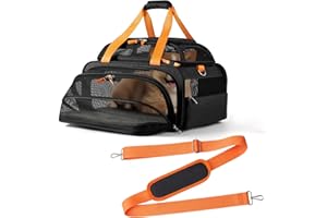 pidipiti 18x13.5x9 TSA Approved top and 1 Side Expandable pet Carrier for Small Dog Puppy cat up to 8 lbs Weight, for Spirit Southwest Airlines with Double Zipper Locks and 2 Pockets.