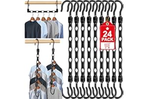 BESSLLY 24 Pack Hangers Space Saving Magic Space Saver Storage Smart Plastic Clothes Hanger Organizer Closet Organizers and Storage for Closet Wardrobe Apartment College Dorm Room Essentials, Black