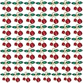 COGCHARGER 50 pcs Fruit Cherry Charms for Jewelry Making Alloy Bulk Cute Mini Rhinestone Pendants for Women DIY Bracelets Necklace Earrings Crafts