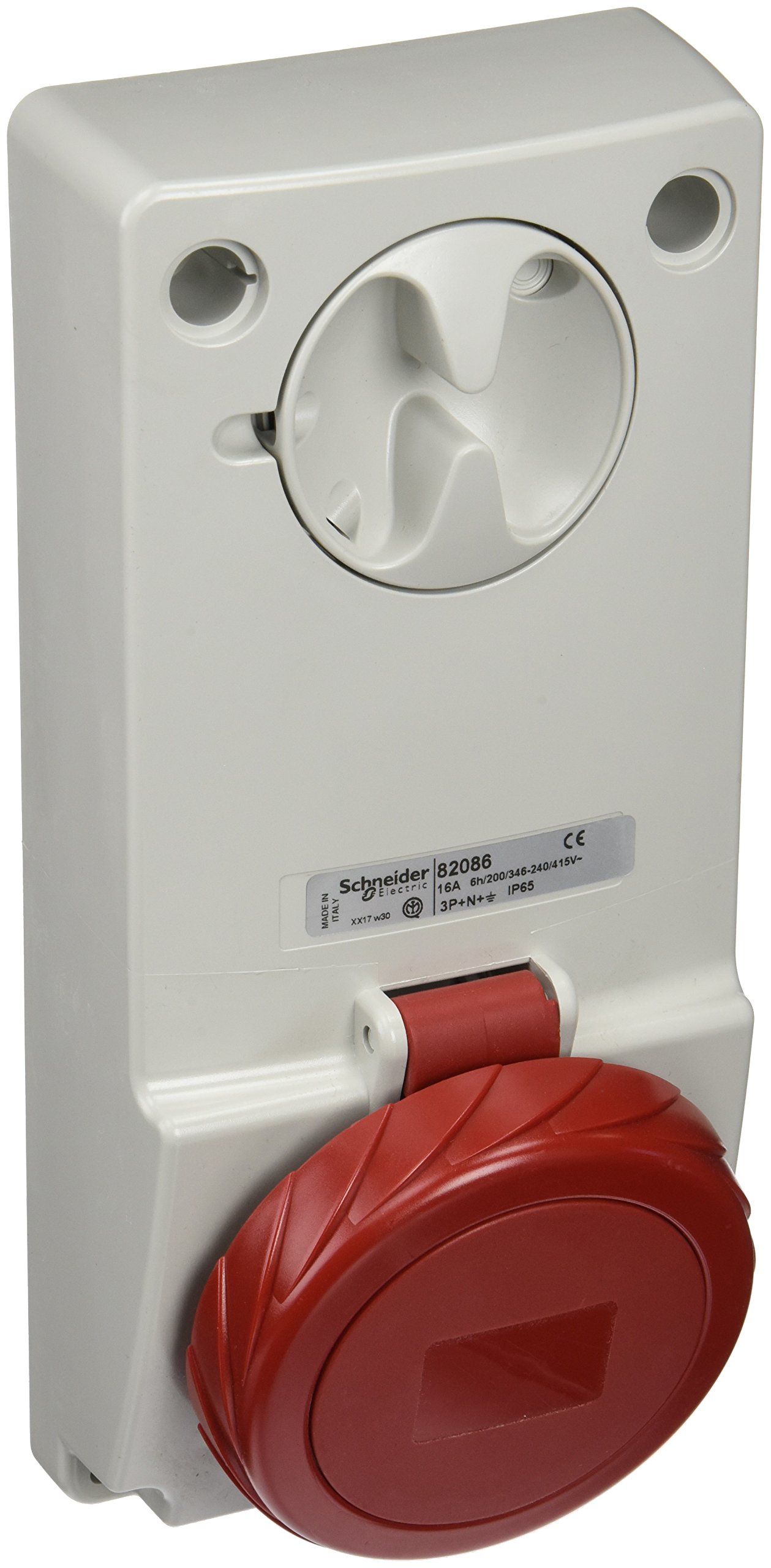 Schneider Electric 82086 Socket Unika W/Interlock 16A 3P-N-E 380-, White