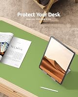 YSAGi Leather Desk Mat Large 80x40 cm Non-Slip Waterproof Leaf Green view 7