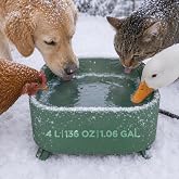 Heated Water Bowl(1.06 Gal/136 oz), 76 inch Anti Chew Cord, BPA-Free-Green | Indoor Outdoor Winter Freeze Proof Heated Water Bowl with Adjustable Support Feet for Dog Cats Rabbit Chicken Duck Squirrel