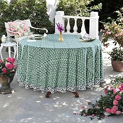 Ridhi Basil Green 100% Cotton Round 110 Tablecloth