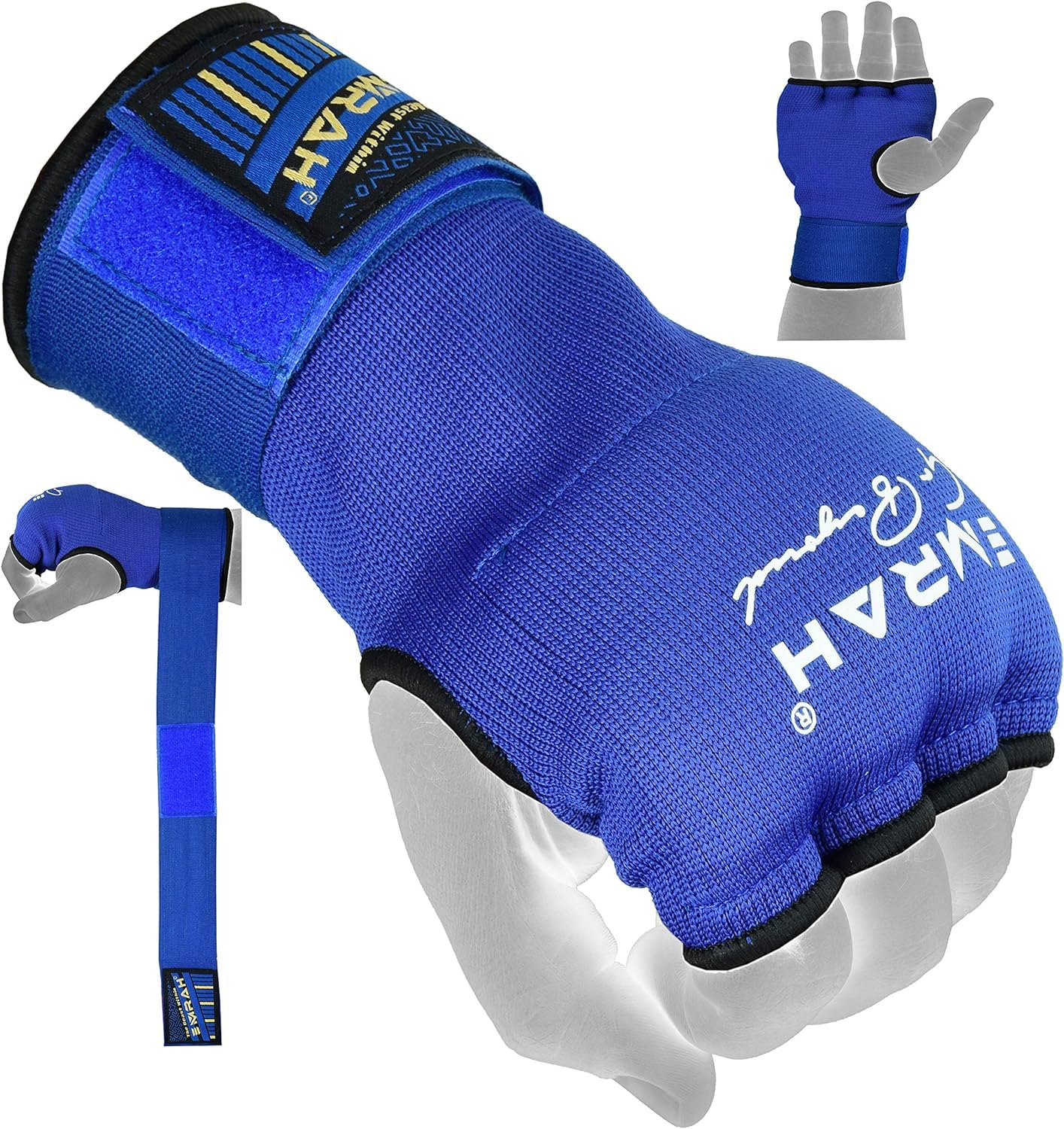 EMRAH Pro Boxing Hand Wraps quick wrist boxing wraps Pro Grip Inner wraps handwraps with Long Boxing Wrist wraps (Blue, Medium) — image 1