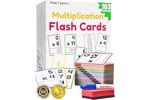 LEARNWORX Multiplication Flash Cards 3rd Grade | 183 Math Flash Cards & Times Table Chart, Tablas De Multiplicar para Niños, Times Table Flash Cards & Games, Math Facts Flash Cards | All Facts 0-12