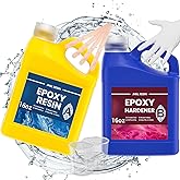 JHKL RESIN Epoxy Resin Kit, 32OZ Food Safe Epoxy Resin Casting & Coating, Crystal Clear and Fast Cure & NO Bubble and Self Leveling to Easy Mix 1:1 for DIY Jewelry Making, Art Crafts, Wood & Resin