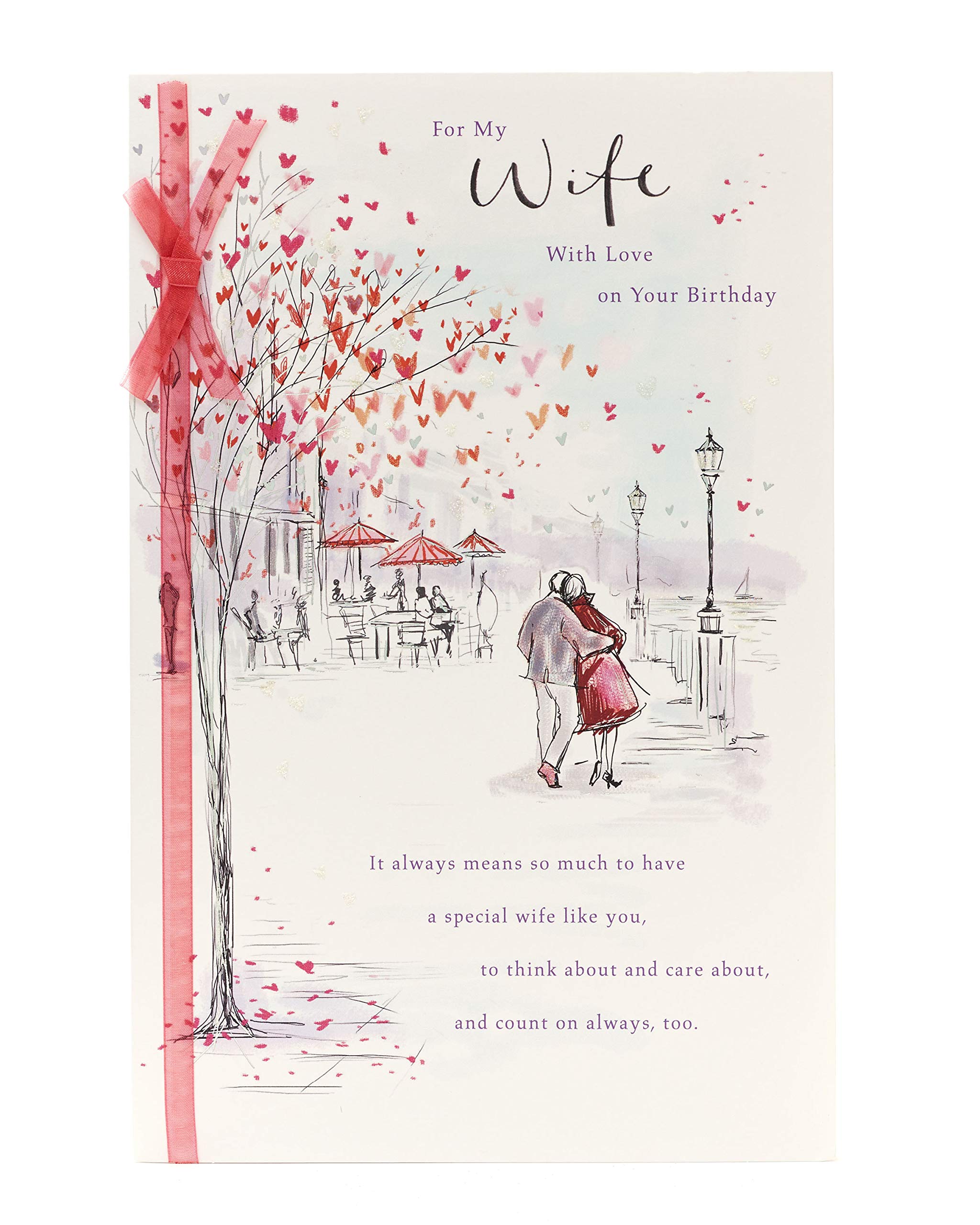 Sentimental Birthday Card for Her with Ribbon - Husband to Wife