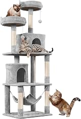 Yaheetech 179cm Cat Tree Large Multi-level with Condos Perches Hammock Light