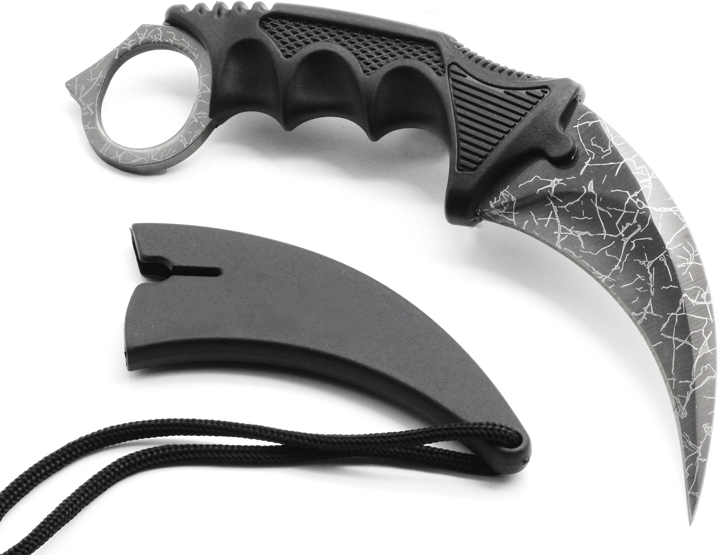 HOSANA Csgo Karambit Knife Fixed Blade Stainless Steel Tactical Knife with Sheath and Cord Nice Knife for Hunting Camping Fishing and Field Survival