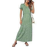 Hount Women's Summer Short Sleeve Maxi Dresses Casual 2025 Loose Beach Sundresses Tshirt Dresses with Pockets