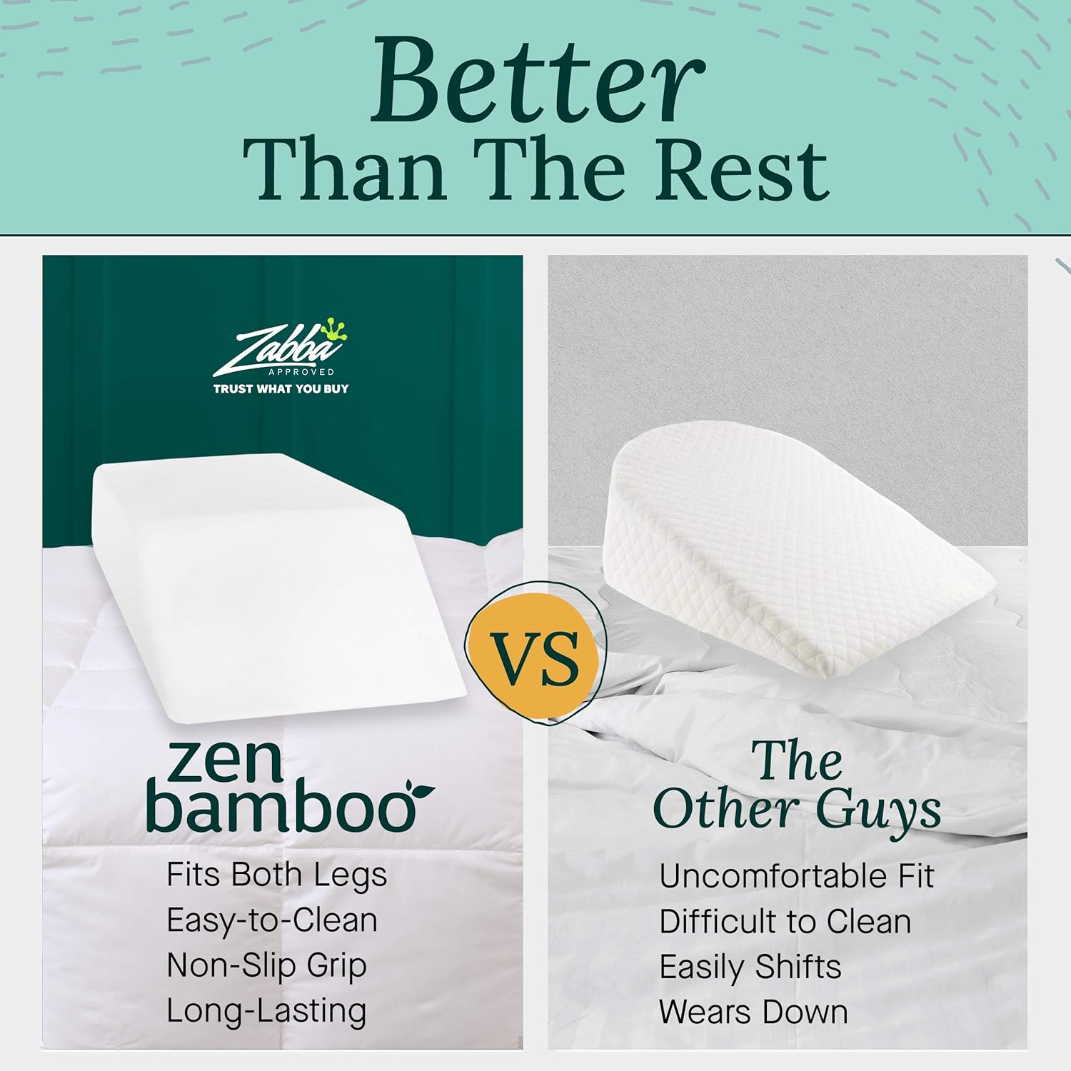 Leg Pillow Wedge for Sleeping - Foam Bed Rest Pillows for Leg & Knee Elevation - Reduces Foot, Hip & Lower Back Pain, Improves Blood Circulation - by Zen Bamboo: Kitchen & Dining