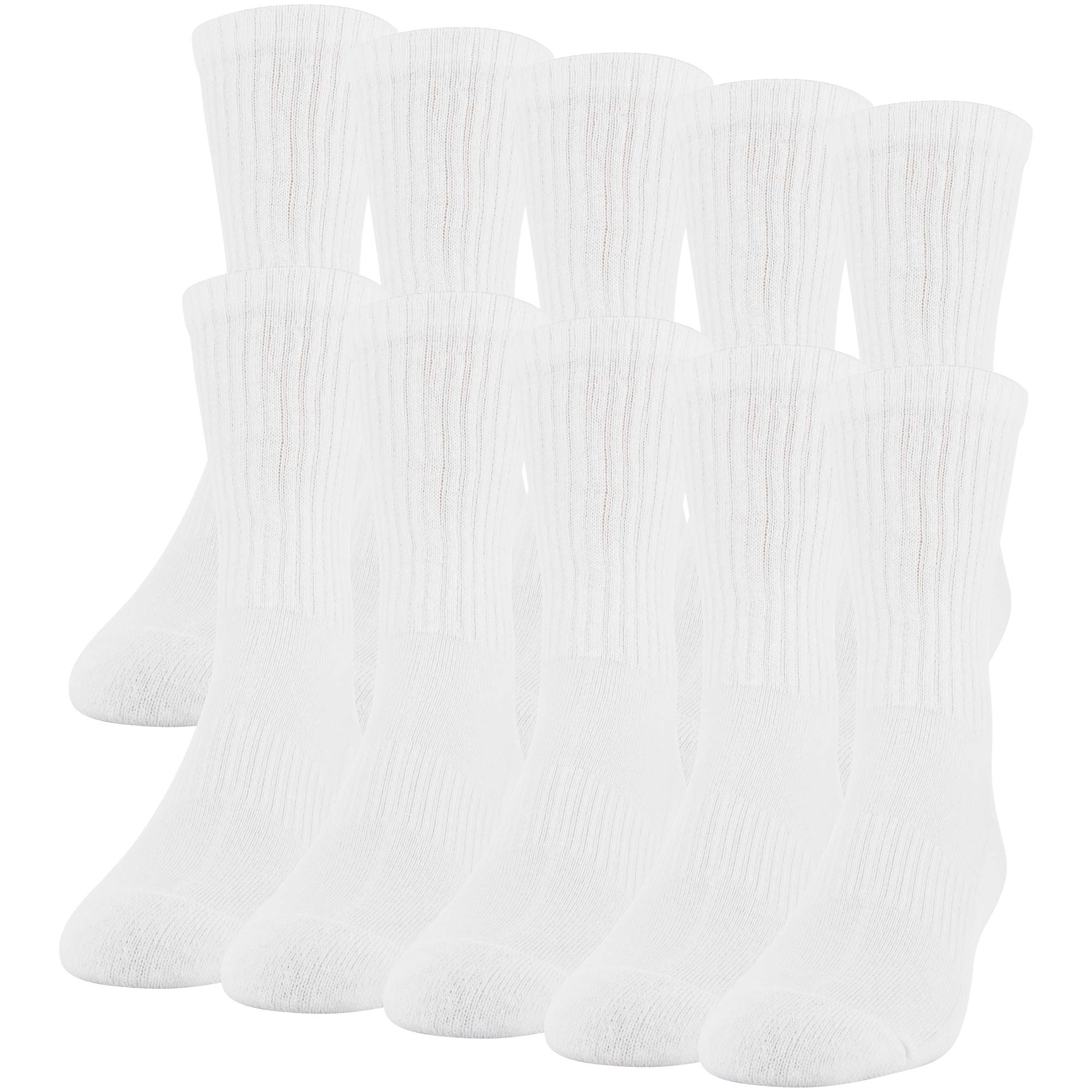 Photo 1 of Gildan Men's Active Cotton Crew Socks, 10-Pairs, White, Shoe Size: 10-13