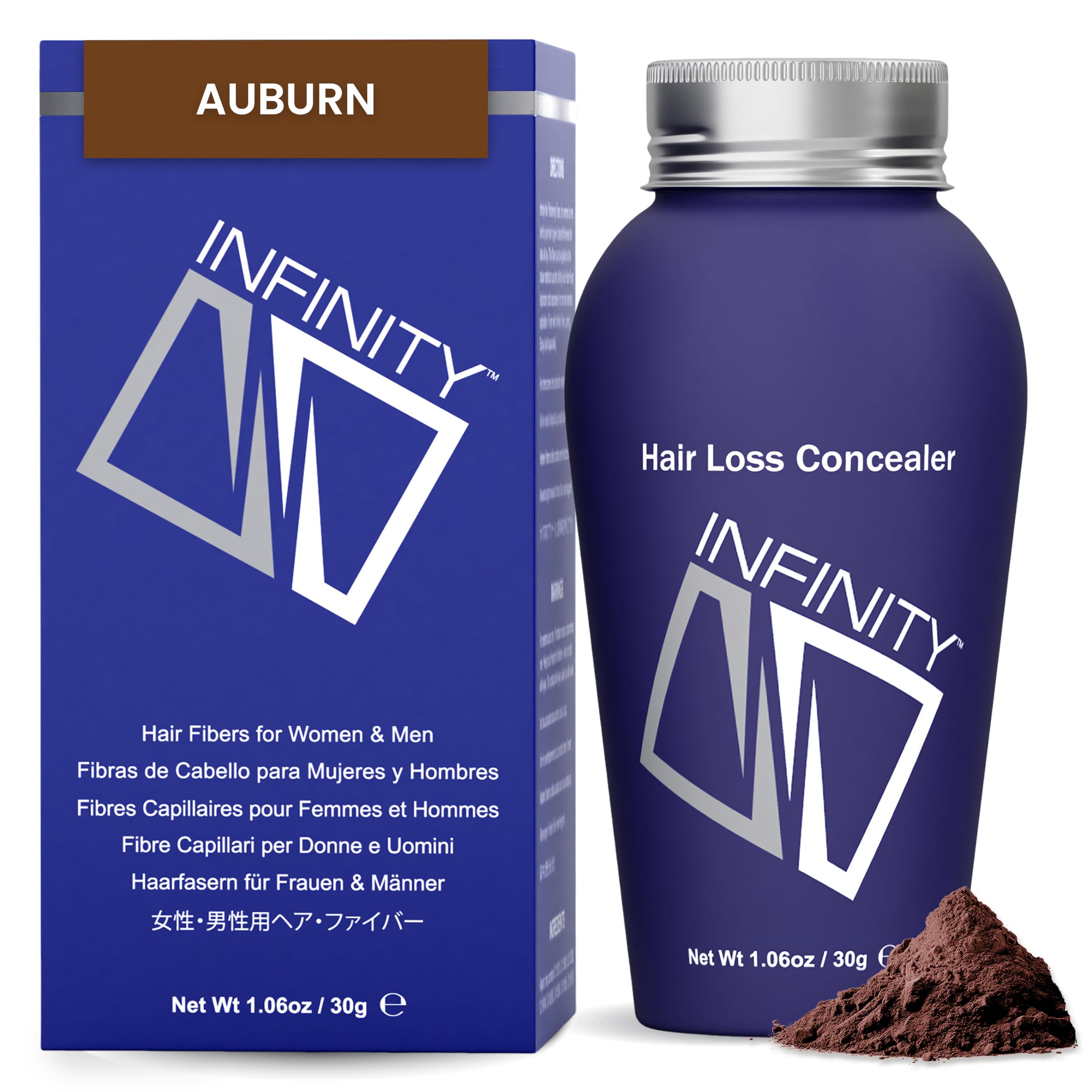 Infinity Hair Building Fibers To Conceal Thinning For The Appearance Of Thicker, Fuller Women & Men - Auburn 28G