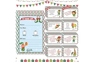 Motiskyy 75 Pcs Christmas Elf Reports Set 25 Elf Notes 25 Report Card 25 Notice Naughty or Nice Behavior Checklist, from Your Surveillance Xmas Note Cards