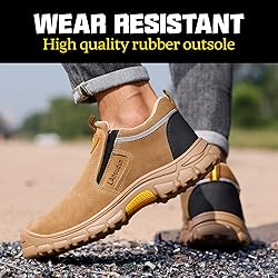 GLANOUDUN Steel Toe Shoes for Men Slip on Welding