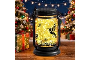 YJFWAL Hummingbird Solar Lanterns Outdoor Waterproof -Christmas Birthday, Mothers Day Gifts for Women Mom Grandma, Mason Jar Garden Lights for Patio, Yard, Porch, Balcony, Durable Garden Decor