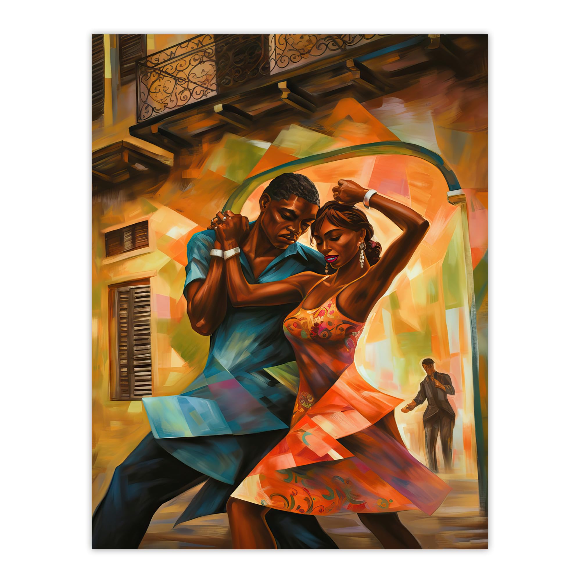 Artery8 Salsa Cuban Street Dance Colourful Dancing Painting Rhythm Body Energy Theatre Arts Artwork Large Wall Art Poster Print Thick Paper 18X24 Inch