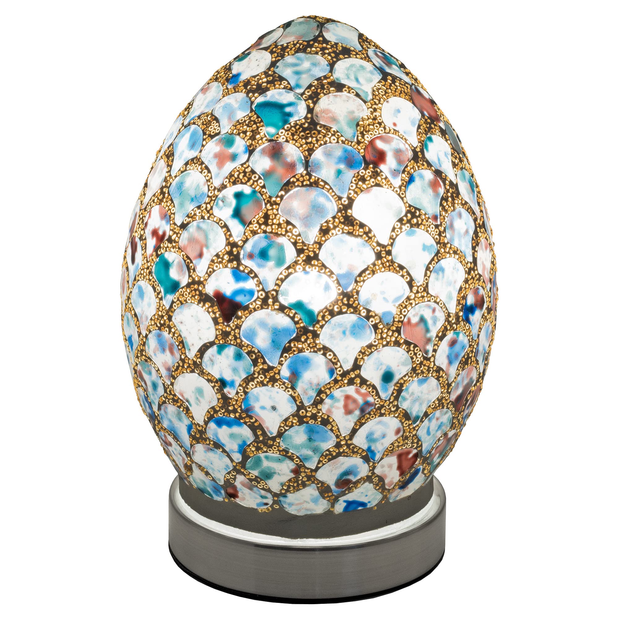 Febland Mosaic Glass Egg Lamp, Blue Tile, 20 cm