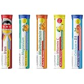 T&amp;D German Vitamin, Minerals - 100 Vegan/Vegetarian Drink Effervescent Tablets - Mixed Fruit Flavor Box - Made in Germany