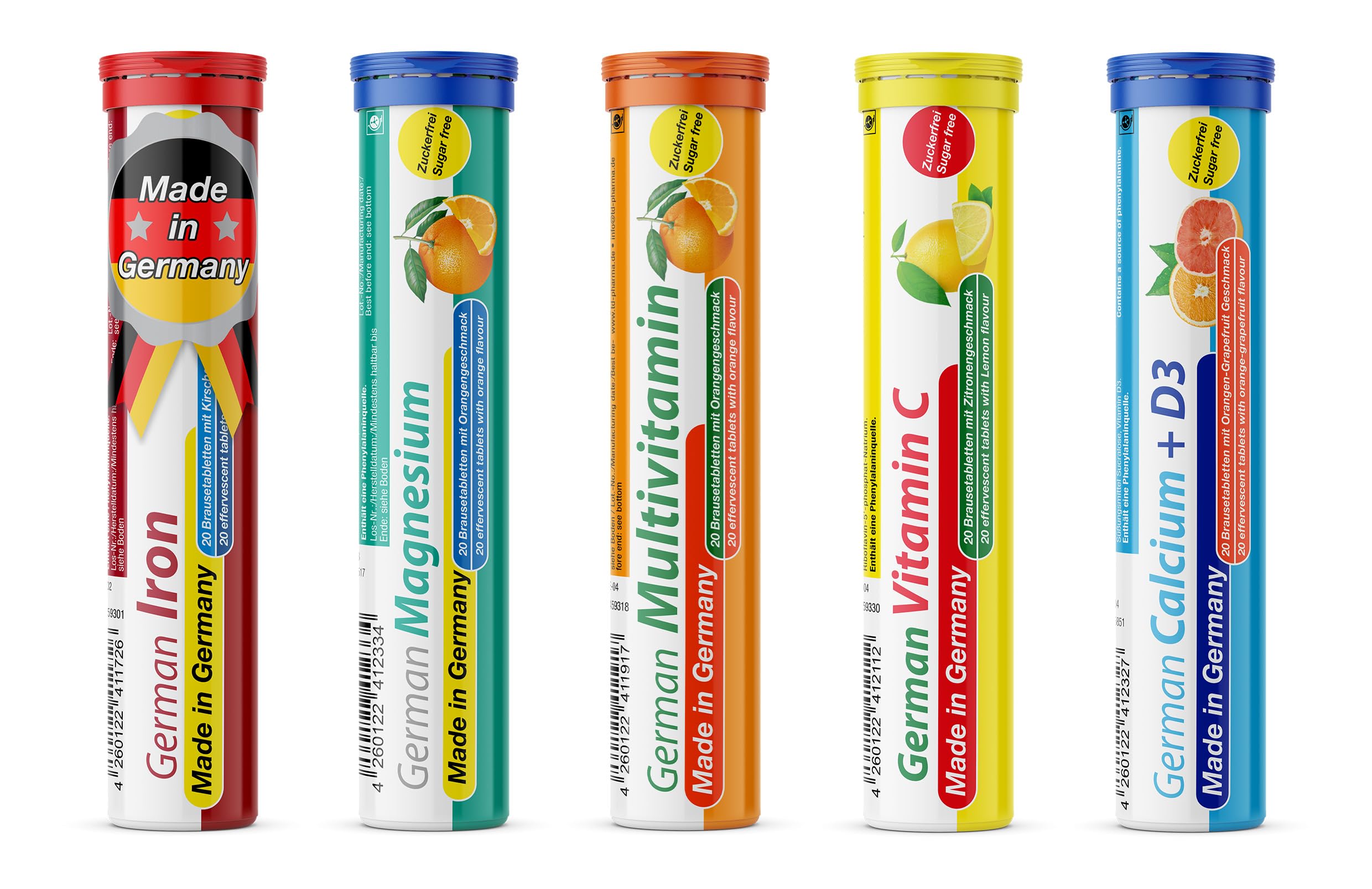 Photo 1 of T&D German Vitamin, Minerals - 100 Vegan/Vegetarian Drink Effervescent Tablets - Mixed Fruit Flavor Box - Made in Germany