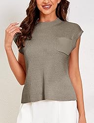 Himosyber Women's Solid Sleeveless Vest Mock Neck
