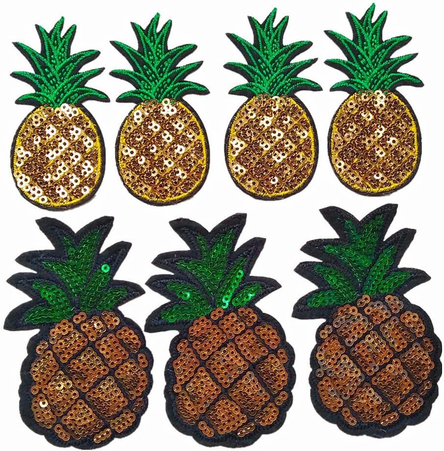 Qingxi Charm 20pcs Assorted Styles Sewing on/Iron on Embroidered Patches Clothes Dress Hat Pants Shoes Curtain Sewing Decorating DIY Craft Embarrassment Applique Patches (Pineapple 20pcs)