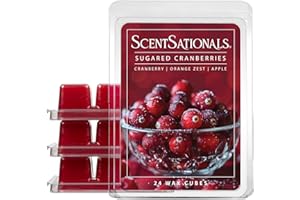 Scentsationals Wax Melts, Wax Cubes Strong Scent - Cozy Treats Collection Sugared Cranberries - Long Lasting Scented Wax Melts for Warmer, 10oz (24-Cubes)