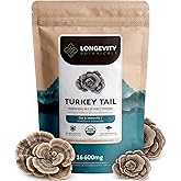 Organic Turkey Tail Mushroom Powder Supplement 100g | Pure Fruiting Body 10:1 High Strength Extract | 50% Beta-D Glucans | 16,600mg Raw Equivalent Per Serving | Immune, Gut & Microbiome Support