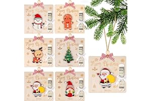 CCINEE 6 Packs Christmas Money Holders for Cash Gift Ideas, Holiday Cash Gift Holder Hanging Ornaments Fun Wooden Money Holde
