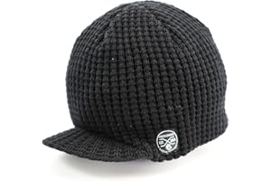 Born to Love Baby Boy's Stripe Visor Beanie with Tag Baby Hat, L Black Waffle