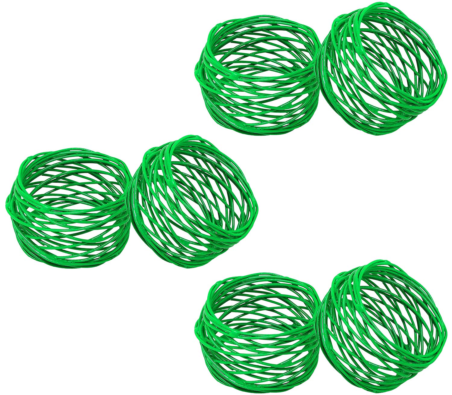 SKAVIJ Handmade Twisted Wire Mesh Napkin Rings Holders Decor Dinner Party Wedding Thanksgiving Christmas Gathering (Green 6pcs)