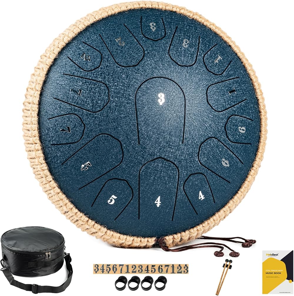 MeloBeat 13 Inch 15 Note D Major Steel Tongue Drum Navy Blue